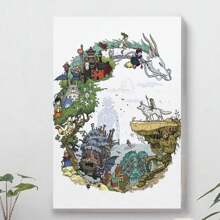 Cartoon Characters Anime World StudioGhibli Poster Wall Art Poster Gifts Bedroom Prints Home Decor Hanging Picture Canvas - 帆布畫 - 查看 3