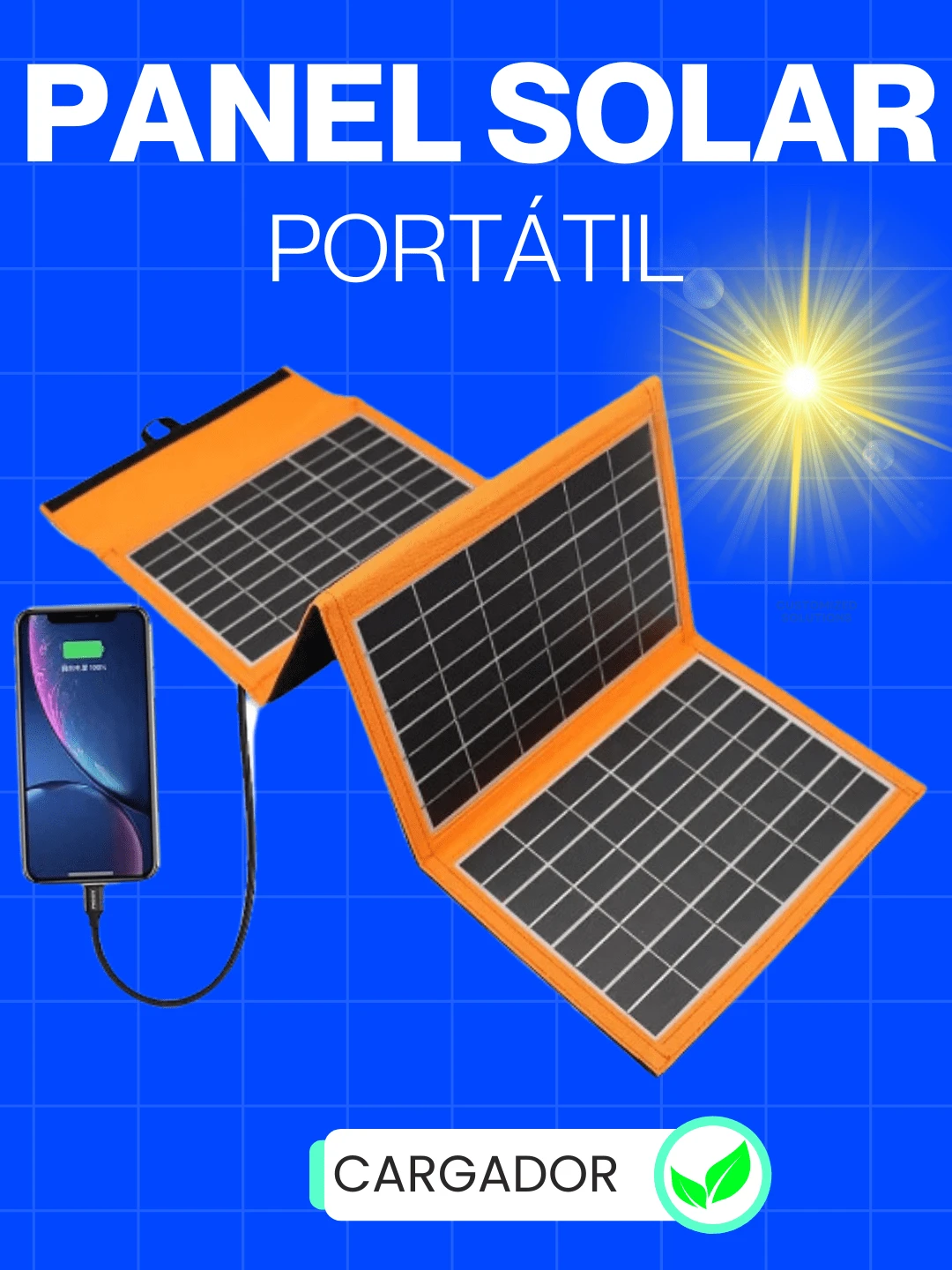 Panel Solar Portátil 20W 6V - Naranja - Ver 1