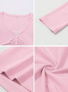 Women's T-Shirt Y2K Fall Clothes Casual Daily Sexy Solid Color Lace Contrasting Color Slim Long Sleeve V-Neck Top