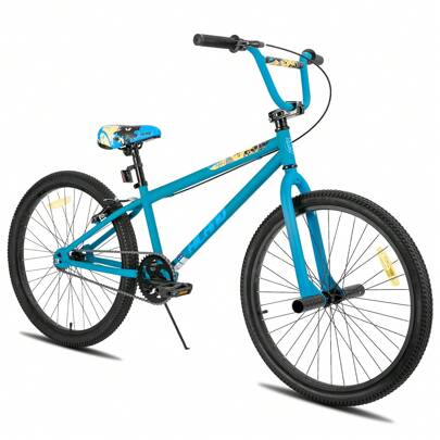 Hiland Redeem2.0 24/26 Zoll Freestyle BMX Fahrrad für Jugendliche & Erwachsene ab 8 Jahren, Single Speed BMX Fahrrad mit 2 Pegs & V-Brakes, Anfänger bis Fortgeschrittene, Mehrfachspeichen (Blau, Grün & Regenbogen)