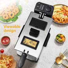 3 Liter Deep Fryer, 2200 W, Lid With Viewing Window, Adjustable Thermostat, Type 304 Stainless Steel And Fully Removable Container For Draining Oil - EU E Type Plug(220-240V) - View 4