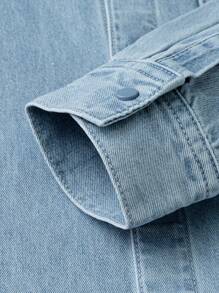 mini bala Boys' Long-Sleeve Shirt, Casual And Stylish Spring Top - Denim Medium Blue - View 8