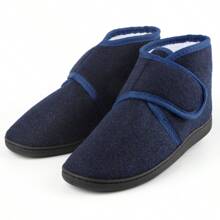 TIESTRA Mens Slipper Boots Warm Felt Slippers Wide Fit Winter Cosy Fur House Shoes Non Slip For Indoor & Outdoor - Blue - View 2