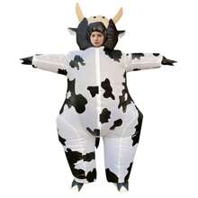 Inflatable Cow Costume, Inflatable Outfit, Role Play Party, Holiday, Halloween Costume, Parade, Carnival Costume, Jumpsuit - White - View 3