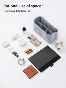 1PC Beige Bag Middle Bag, Inner Bag, Inner Bag, Storage Inner Bag, Storage And Organizing Bag, Lined With Shopping Bag,Boho Vibes