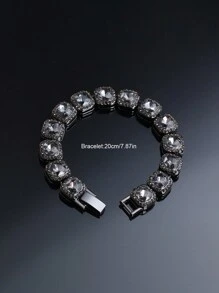 1 pieza Pulsera cadena cubana negra, joyería de moda hip hop, accesorios elegantes y brillantes para hombre, regalo ideal para el Día de San Valentín, Navidad, Cumpleaños, Aniversario
