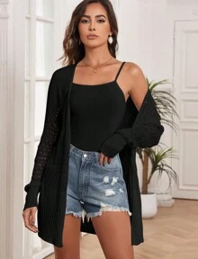 Womens Summer Cardigans Lightweight Crochet Sweater Long Sleeve Kimonos Open Front Shrug Cover Up