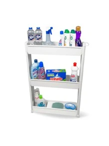 Multipurpose Organizer Trolley Closet With 3 Decorative Shelves - trắng - Xem 2