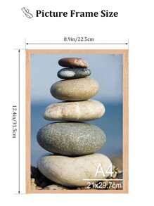 1pc Real Solid Wood Art Picture Frame, Modern Home Decor, Suitable For A4, A3, 30*40CM Poster & Photo - Red Oak Natural Color - View 4