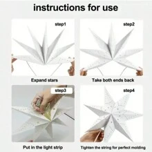 1/3 Decoraciones de araña de papel con forma de estrella - Diseño elegante calado, luz cálida, adecuado para el hogar, dormitorio, boda y decoraciones navideñas, sin baterías ni alimentación requerida, decoración de boda, farolillo de papel decorativo, sin alimentación requerida, para iluminación decorativa, bombilla no incluida, lámpara con forma de estrella calada, adecuada para decoraciones de Eid y Ramadán, Feliz Eid, suministros para fiestas festivas, regalo de Eid, decoración navideña, colgante de estrella - Blanco - Ver 8