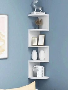 1pc Creative Wall-Mounted Storage Shelf, Triangular Corner Hanging Rack, Multiple Layers Half-Circle Shelves, Suitable For Living Room, Study, Bedroom Corner Wall Decor