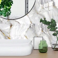 10片装大理石纹仿瓷砖墙贴，2D平面现代PVC可移除壁纸，适用于家居、厨房、房间、墙面、地面装饰 - 彩色 - 查看 10