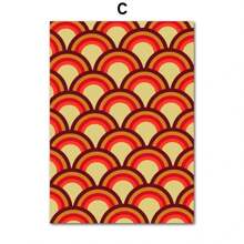 1 件复古 70 年代风格艺术印刷品橙色线条花朵太阳抽象形状海报帆布画墙画客厅装饰无框架 - 彩色 - 查看 13