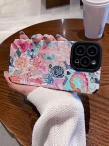 1pc Soft Silicone Phone Case With Light Blue & Pink Marine Life Graphic, Vertical Stripe & Faux Leather Texture, Compatible With IPhone Apple 16/16 Plus/16 Pro/16 Pro Max & Waterproof Shockproof Anti-Fall Scratch Resistant - Multicolor - View 8