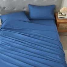 3/4 Piece Home Bed Sheet Set, Soft, Comfortable And Breathable Bedding Set, Hotel Luxury Home Summer Bedding Sheets Twin, 1 Or 2 Pillowcases, 1 Flat Sheet And 1 Fitted Sheet,Room Decor,  Ideal Gift. - 藍色 - 查看 9