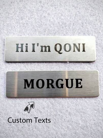 7cm X 2cm Customized Stainless Steel Metal Name Plate, Laser Engraved With Black Text, Fade-Resistant