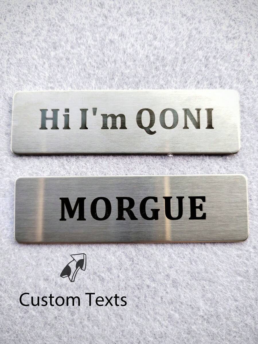 7cm X 2cm Customized Stainless Steel Metal Name Plate, Laser Engraved With Black Text, Fade-Resistant