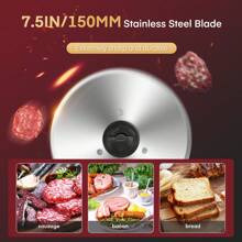 Fohere Electric Slicer, Bread Slicer With Adjustable Cutting Thickness (0-15mm), 200W Sausage Slicer, 2 * 19cm Stainless Steel Round Blades, Ham Slicer, Guard - EU F Type Plug(220-240V) - View 3