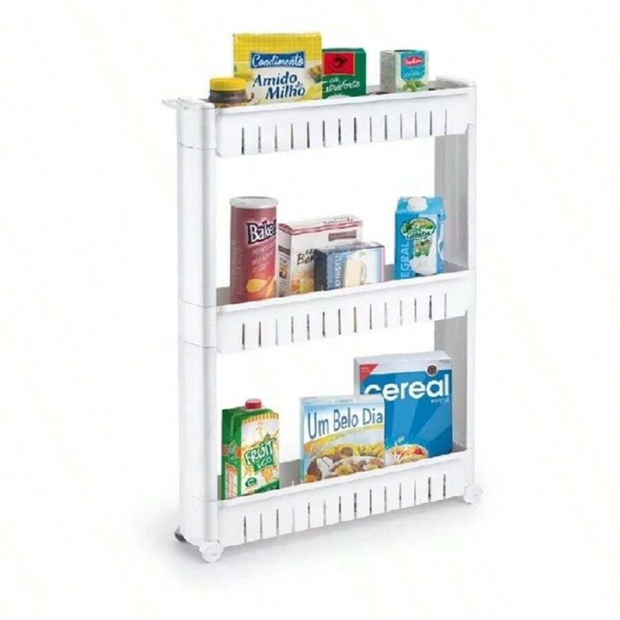 Multipurpose Organizer Trolley Closet With 3 Decorative Shelves - trắng - Xem 1