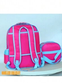 Mochila Niño PrimariaCombo 3 Piezas 3d Luz Led Escolar Lonchera + Lapicera Set Combo Mochila Escolar - B pastel morado pastel - Ver 3