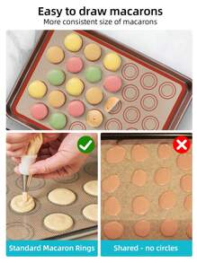 1pc/2pcs/3pcs Macaron Silicone Baking Mat, Reusable Non-Stick Kneading Mat, Black/Red/Grey Heat Resistant Silicone Oven Liner For Making Macarons, Pizza, Cookies, Pastries, Bread