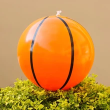 Set de 3 piezas de baloncesto inflable de 14.96 pulgadas, ideal para accesorios de juego de fiesta de cumpleaños con temática de baloncesto - Naranja - Ver 3