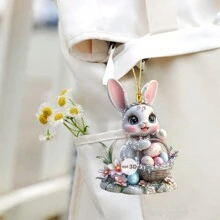 1 pièce Pendentif décoratif multifonctionnel de Pâques, art graphique 2D, design unique en forme d'œuf de lapin à la mode, cadeau de fête idéal, utilisé pour les célébrations de fêtes, les accessoires intérieurs et extérieurs du Nouvel An, cadeau de Pâques idéal, décorations de Pâques, décor de fête de Pâques