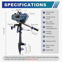 HOHOBLA 49CC Outboard Motor Boat Engine, 3.5HP 2-Stroke Outboard Engine, Outboard Motor Boat Engine Fishing Boat Engine Pilot Control Drive Stabilizer, With Water-Cooled CDI System Gas Fishing Motor - Black - View 6