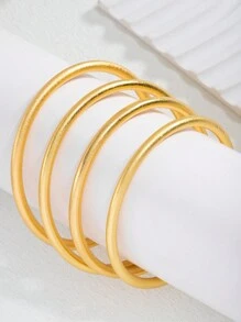 1 Pc Retro Heritage Bracelets Girls Solid Frosted Plain Ring Heritage Bracelets Exquisite Handmade Crafts Bracelets Fashion Jewelry Bracelets Exquisite Goddess Gifts - Gold - View 5