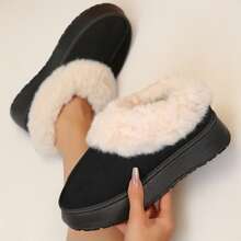 Women's Ankle Snow Boots - Warm Suede Shearling Slippers With Thick Soles For Winter - Comfy & Casual Womens Snow Boots - Black - View 5
