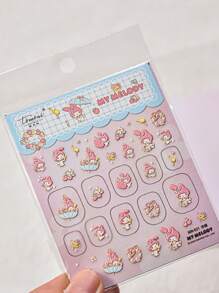 Sanrio Tomoni & Sanrio Collaboration Cartoon Nagelstickers, 5D Melody Pochacco Kuromi Nagelkunst Decals