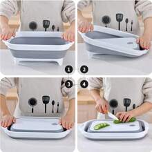Tabla de Cortar Plegable 3 en 1 Multifuncional, Lavabo Portable para Frutas y Verduras con Drenaje y Tapón - Multicolor - Ver 7