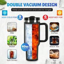 1 Piece,  Compatible With Stanley Cup 40 Oz Stainless Steel Tumbler With Handle And Straw, 40oz Large Capacity Double Wall Vacuum Insulation Thermal Hot And Cold Beverages Flask Water Bottle For Home, Office And Outdoor Activities Camping, Hiking, Driving, And Car Travel, 40 Ounce Portable Reusable Cup Travel Drinkware Coffee Mug With Lid And Straw For Men And Women, Keep Warm Or Cold, Perfect Christmas Gifts, Valentine's Day Gifts, Birthday Gifts, Trek Collection, Easy To Clean - 40 oz - 查看 2