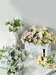 1Bunch/3Bunches Artificial Butterfly Daisies Bouquet,Artificial Flowers,For Handheld Flower Arrangement Wedding,Home,Living Room,Coffee Table Decor,Outdoor Home Decor,Festival,Bride's Bouquet,Valentine's Day Gift,Flowers Arrangement.