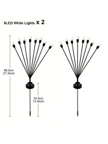 太阳能花园灯 - 全新升级太阳能摇曳灯，6/8/10LED 风摇灯，太阳能户外灯，庭院露台小路装饰，高柔韧性铁丝和重型灯泡底座，暖白色