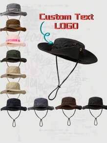 1 件定制文字/徽标带渔夫帽/速干折叠徒步渔夫帽/定制渔夫帽/个性化帽子/定制眼拉绳可调节帽子，适合日常户外穿着，徒步旅行，钓鱼，攀岩，徒步旅行 - 圖案訂製款 - 查看 11