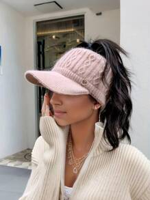 1 件新款韩版时尚百搭休闲个性化高档 M 标志耳罩针织毛绒帽子，适合户外活动和保暖 - 毛線護耳帽 - 查看 5