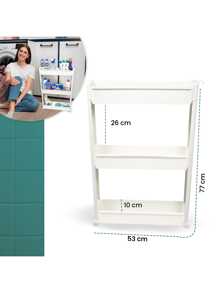 Multipurpose Organizer Trolley Closet With 3 Decorative Shelves - trắng - Xem 4