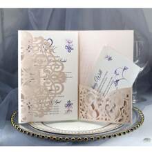 10 Stück/Packung Hochzeitseinladungen (mit Umschlägen und 2 leeren Innenkarten), Laser-geschnittene Verlobungskarte, elegante Premium-Geschäftsgrußkarten für Ferien, Geburtstag, Weihnachten