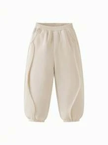 mini bala 儿童可调节腰围裤子，时尚又保暖的下装 - 淺卡其 - 查看 4