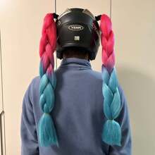 2 PCS Wig Braid For Helmet Decoration, Helmet Braids With Suction Cup And Double-Sided Tape, Motorcycle Helmet Wig Braid, Many Colors Bicycle Helmet Braids Hair Tails (Helmet Not Included) - Multicolor - View 10