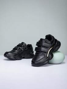 Fashion Versatile Children Solid Color Casual Running Shoes, Sneakers, Canvas Flat Shoes With Hook And Loop