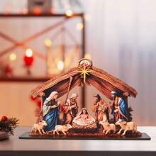1件装耶稣诞生场景木制圣诞装饰品，送给妈妈的圣诞礼物，适合圣诞家居装饰、置物架装饰、壁炉架装饰、房间装饰、农舍装饰、宗教装饰、家庭聚会装饰，冬季圣诞装饰，家居圣诞礼物，圣诞装饰 - 彩色 - 查看 9