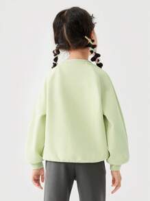 mini bala 女孩长袖运动衫，可爱柔软的春季上衣 - 豆沙綠 - 查看 3