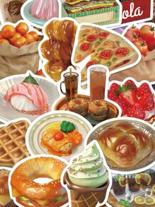 50 unidades Pegatinas de comida deliciosa, decorativas para equipaje, refrigerador, escritorio, tableta, diario, cuaderno, portátil, fundas de teléfono