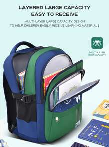 New Astronaut Backpack For Elementary School Students Grade 1-6, 6-12 Years Old, Lightweight Dual Shoulder Backpack, Cute Space Themed Backpack With Large Capacity For Boys And Girls - Black - View 9