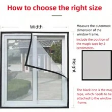 1pc Window Screen Mesh, Simple Installation No-Drill Self-Adhesive Type,Anti-Mosquito Insect Screen Window Mesh, Household Screen Window Invisible Mesh[Black]