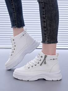 女士休闲运动鞋、平底运动鞋、运动路跑鞋 - 白色 - 查看 8