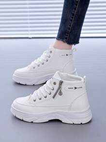 女士休闲运动鞋、平底运动鞋、运动路跑鞋 - 白色 - 查看 4