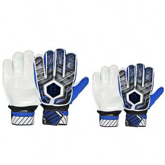 2 Pairs Adult & Youth Unisex Blue PU Machine Stitched Soccer Goalkeeper Gloves, 7 & 10 Sizes, Training & Match Set